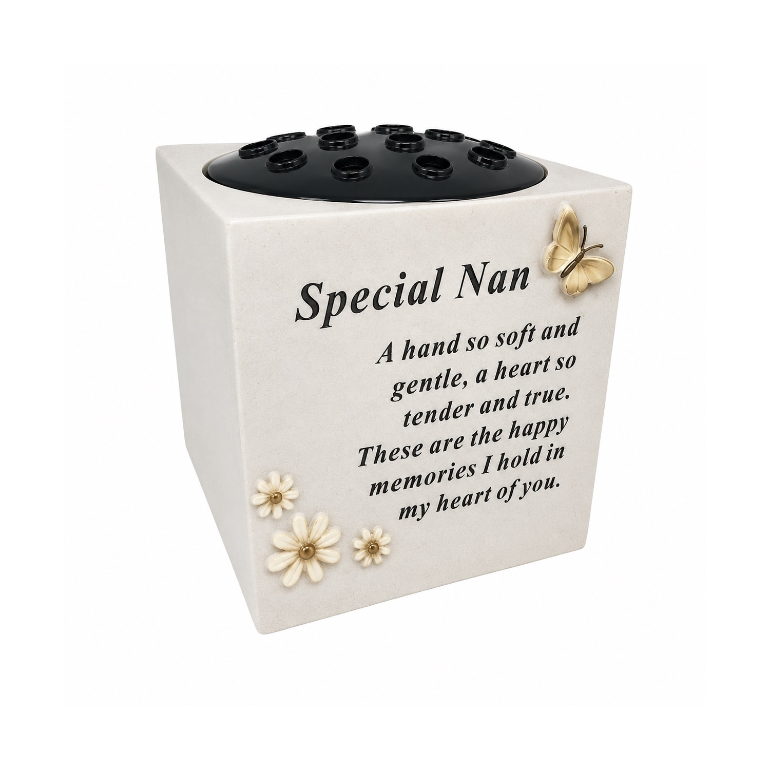 David Fischhoff Graveside Memorial Butterfly Vase Cream - Nan