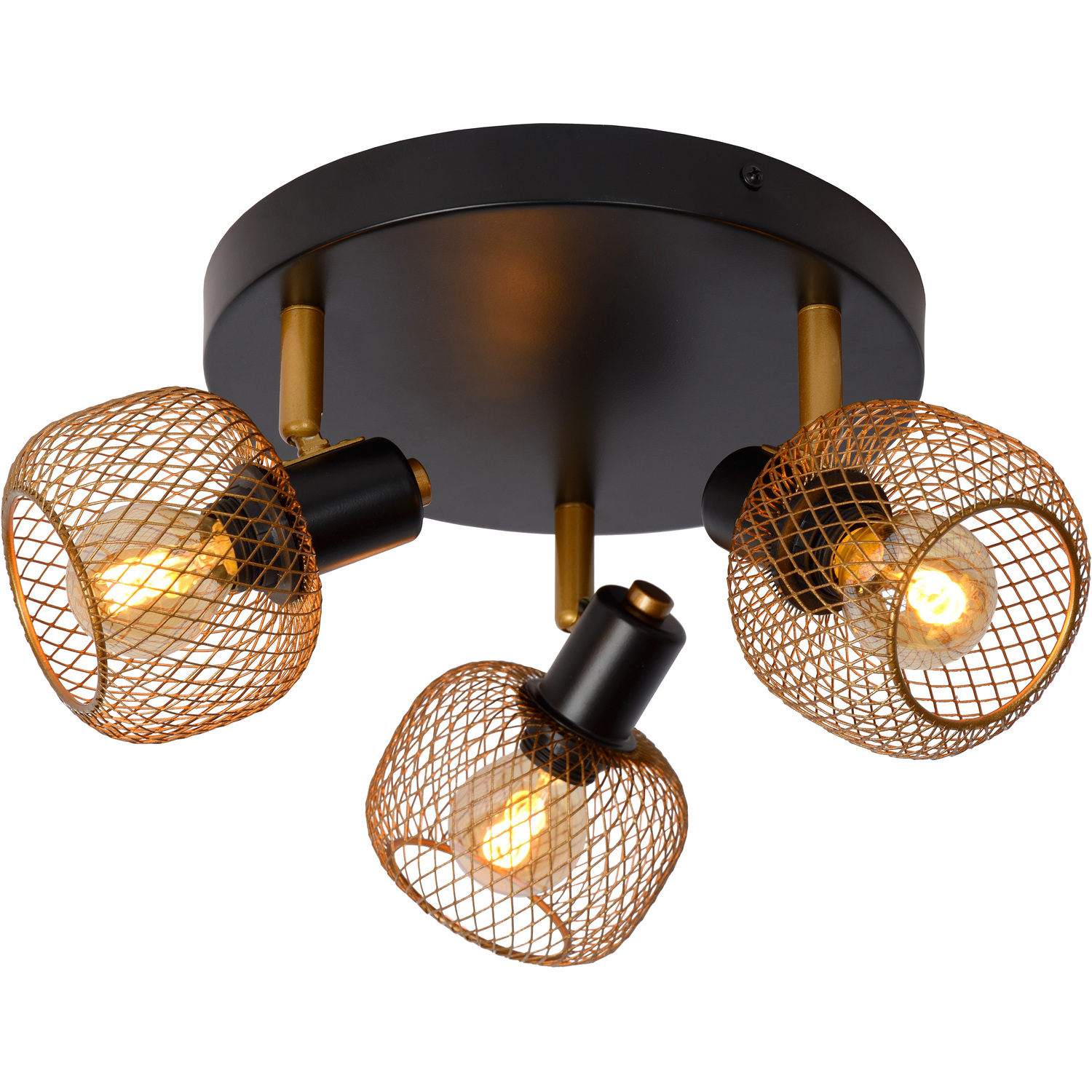 Lucide Maren 37cm Retro Ceiling Spotlight - Matt Gold, Brass - 3xE14 - Image 3