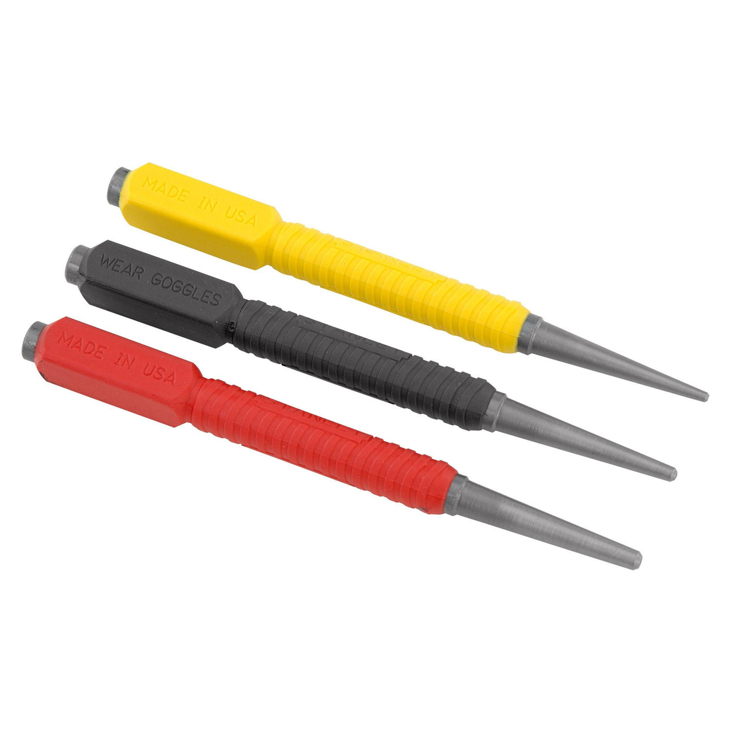 Stanley Dynagrip Nail Punch(Pack Of 3) - Yellow/Black/Red