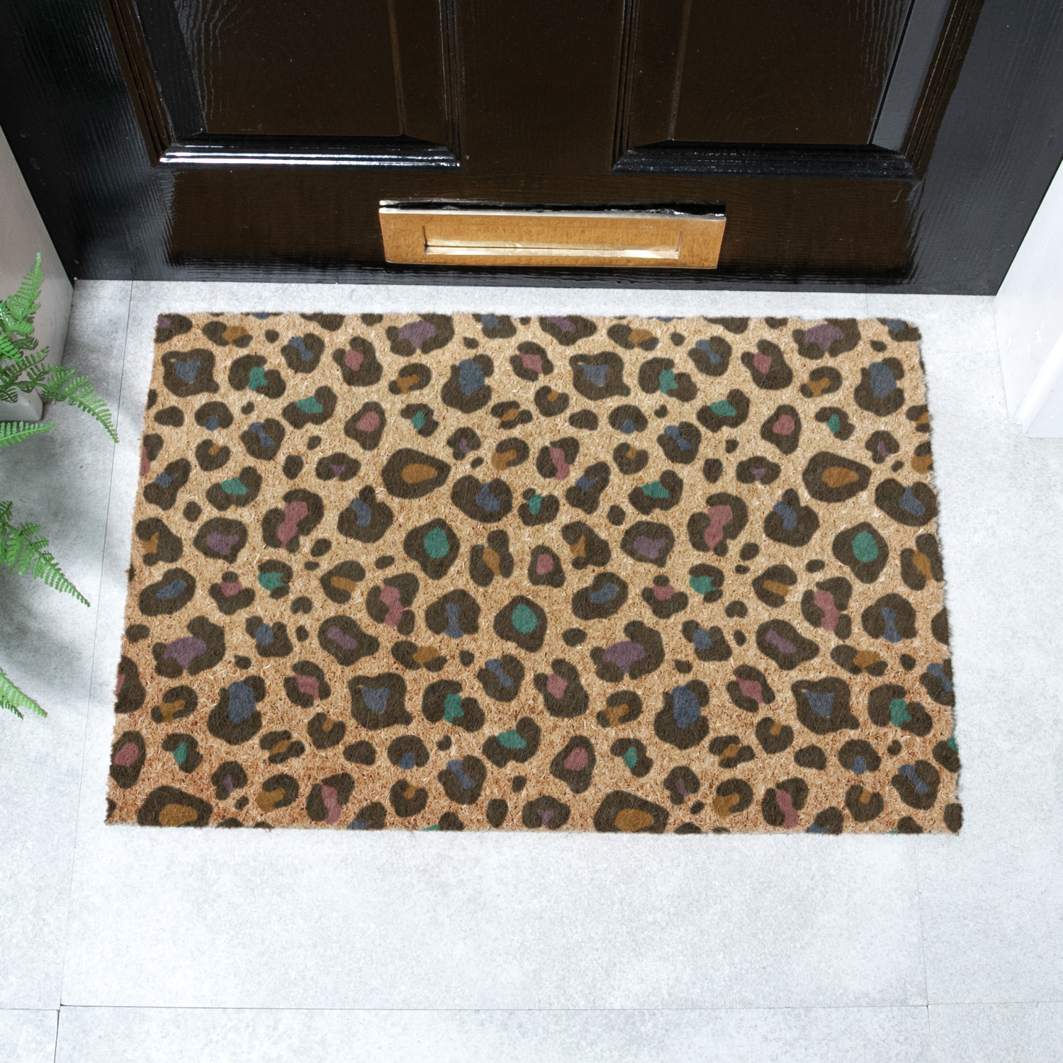 Artsy Mats Multi Colour Leopard Print Doormat - Brown