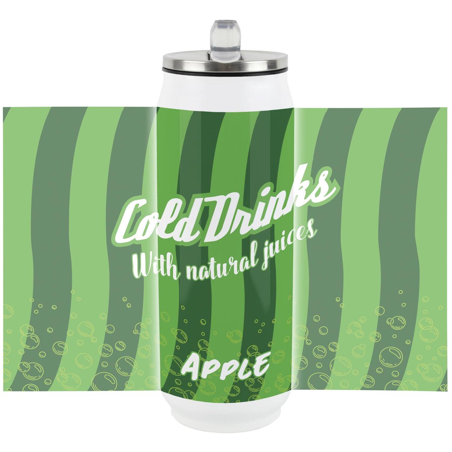 B&Q - Retro Apple Soda Can Large Drinking Flask With Straw - Image 2