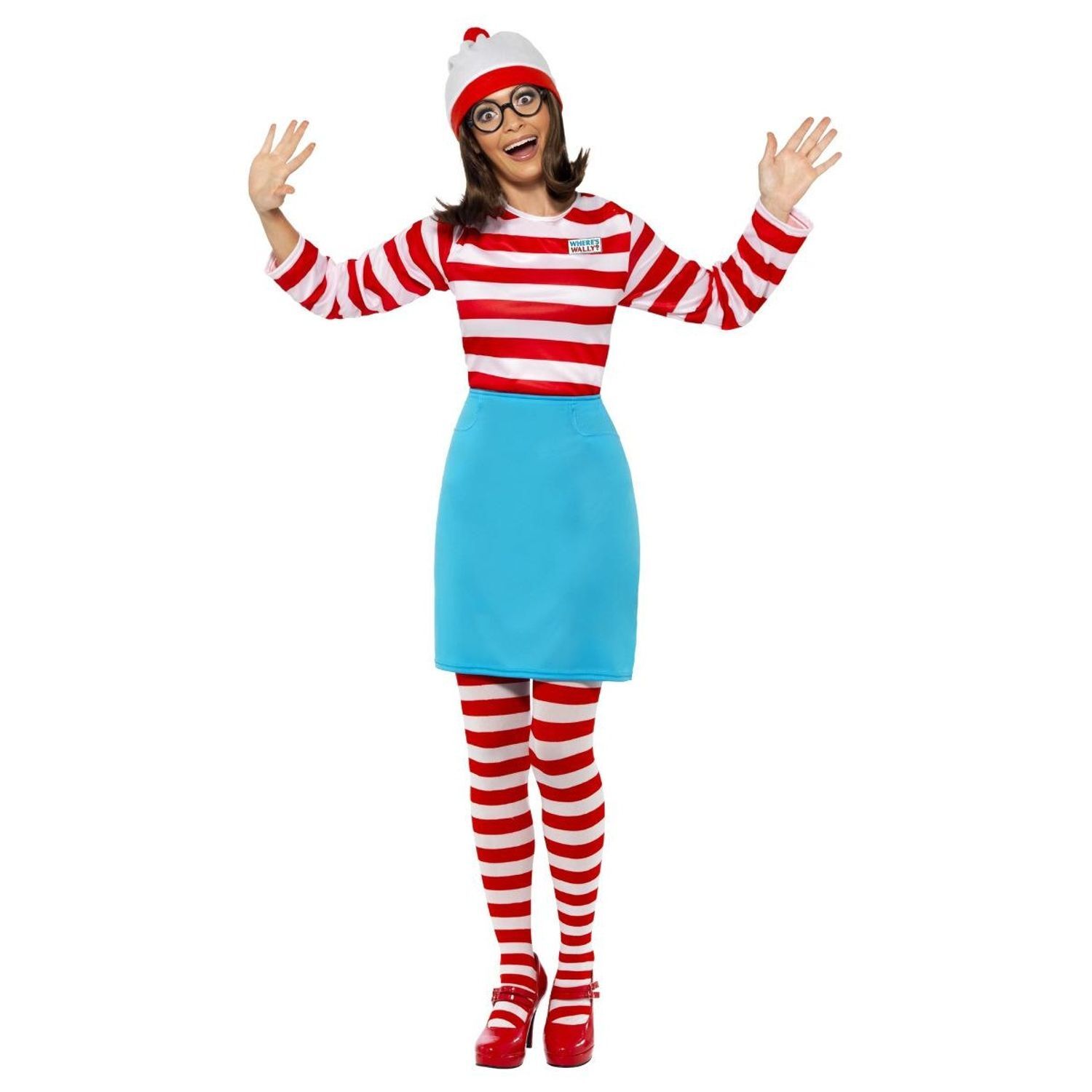 Wheres Wally? Womens/Ladies Wenda Costume Set A - White/Red/Blue