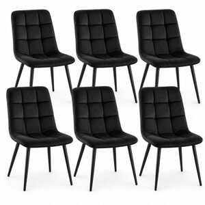 Oira Homes Black Velvet Dining Chairs Set of 6 Modern Tufted Kitchen Dining Chairs