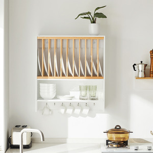 White SoBuy Wall Mounted Kitchen Plate Cup Rack shot 21561439