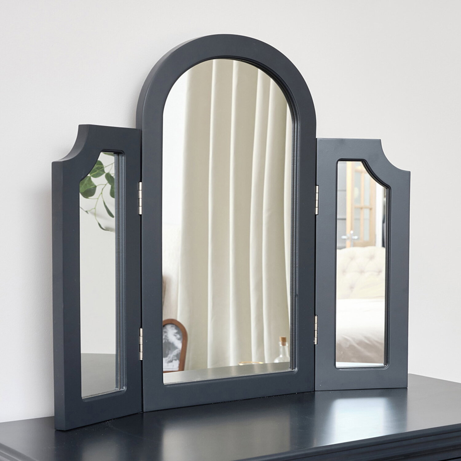 Navy Black Arched Triple Dressing Table Mirror - Daventry Navy Black Range
