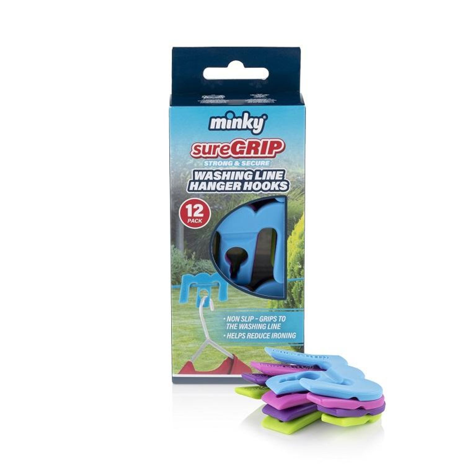Minky Sure Grip Washing Line Hanger Hooks 12Pk