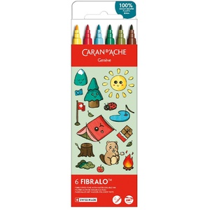 Kawaii Swiss Mountains Fibralo Felt Pens - Assorted Colours / 6 Pack