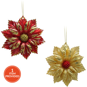 Glitter Pointsettia Hanging Decoration