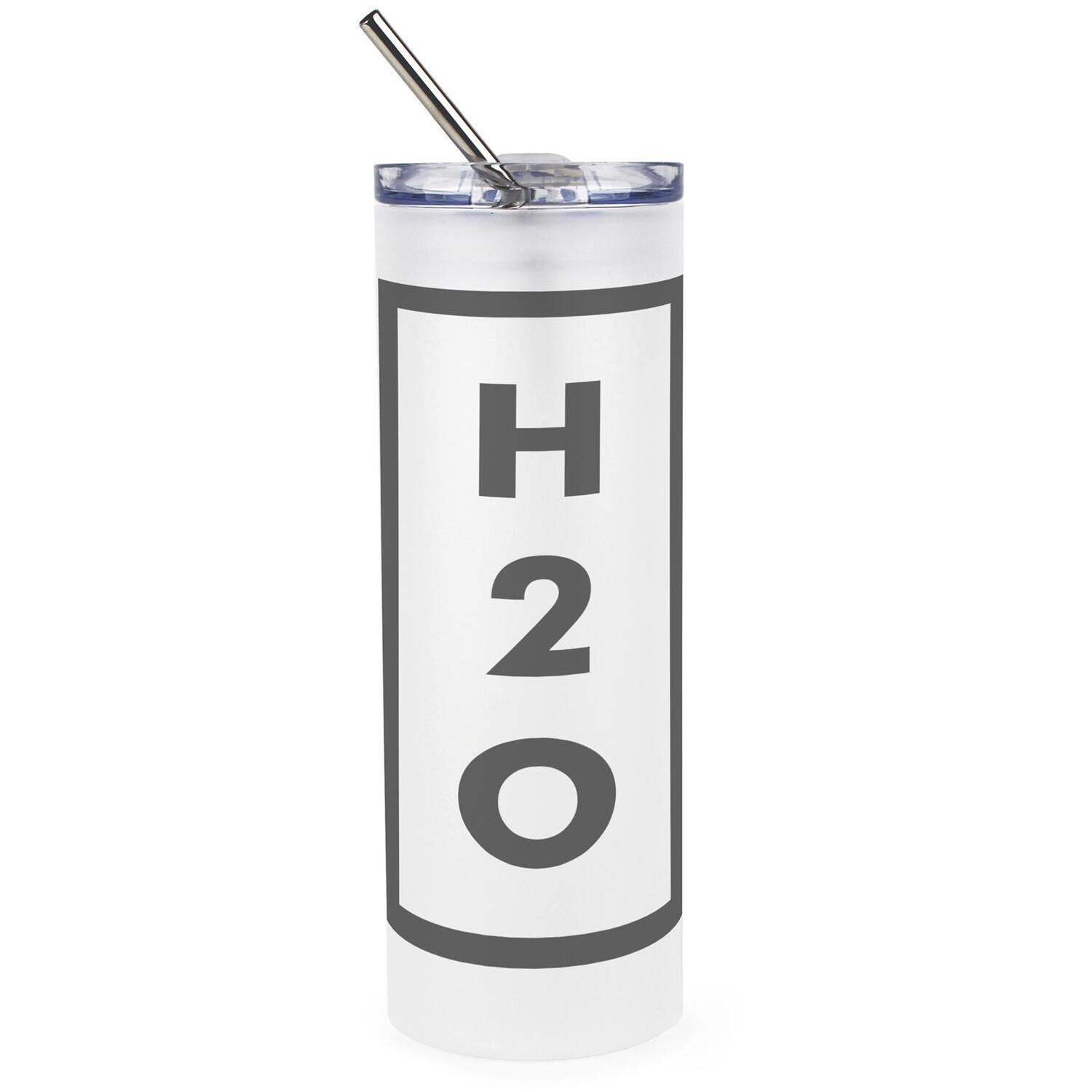 Purely Home Minimalist H2o Frosted Glass Travel Flask With Straw