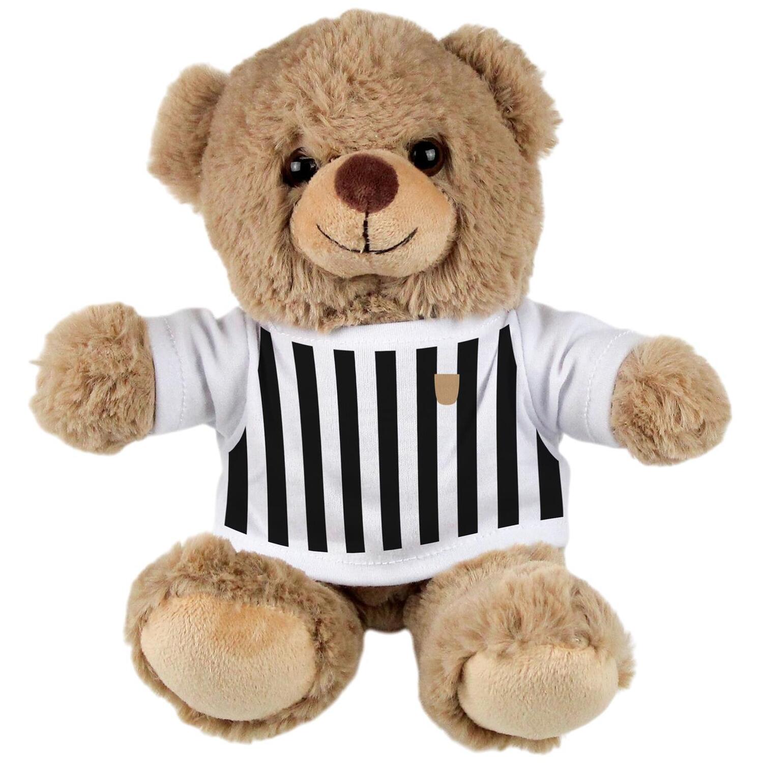 Football Teddy Bear - Light Brown Stuffed Bear Gift with Black & White T-Shirt - Image 2