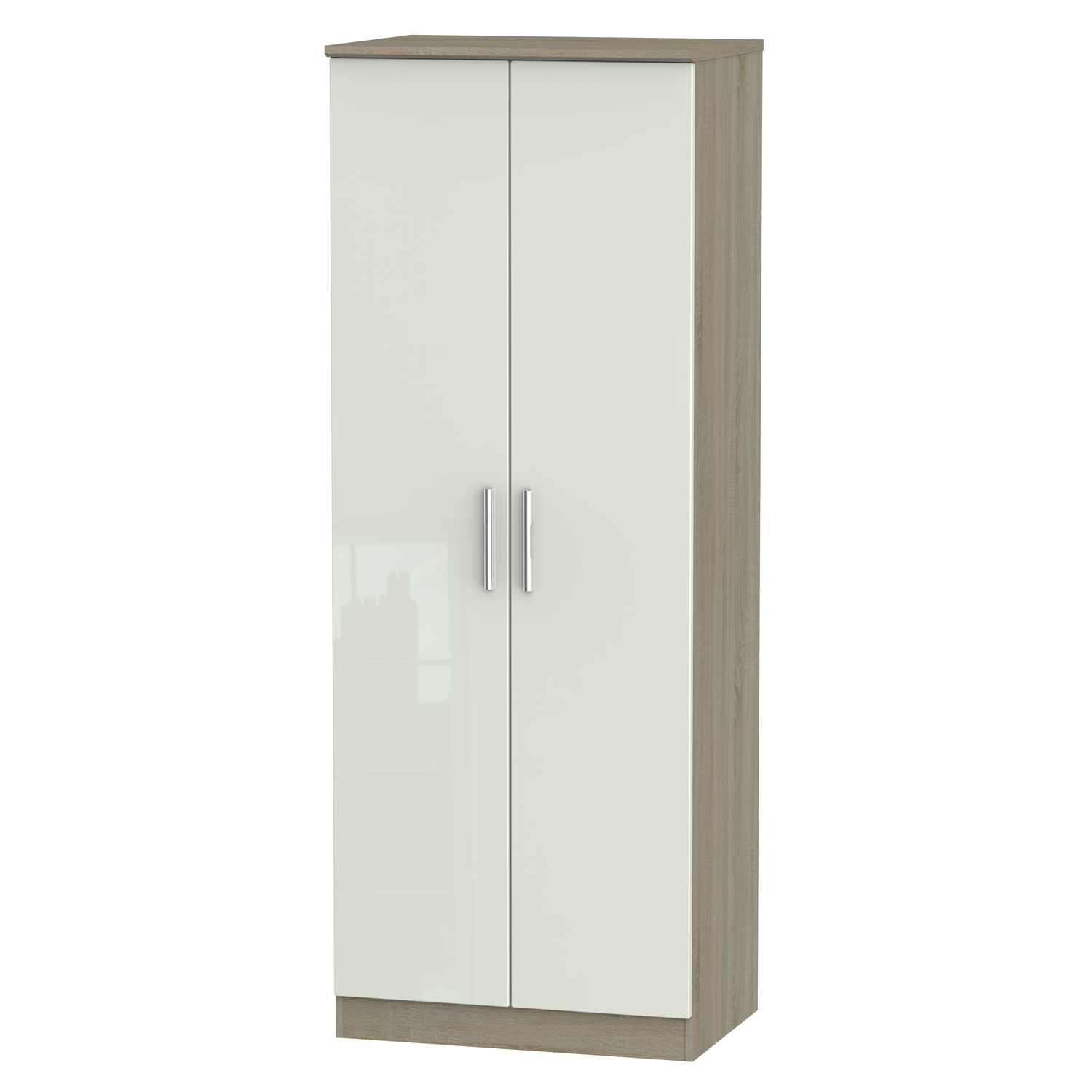 Kensington Ready Assembled Double Hanging Wardrobe - Darkolino / Gloss Finish thumbnail