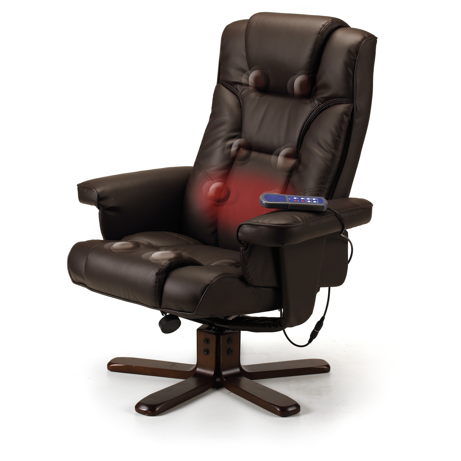 Chilli Seating Unisex Brown Malmo Massage Recliner & Stool Size 8 - Image 5