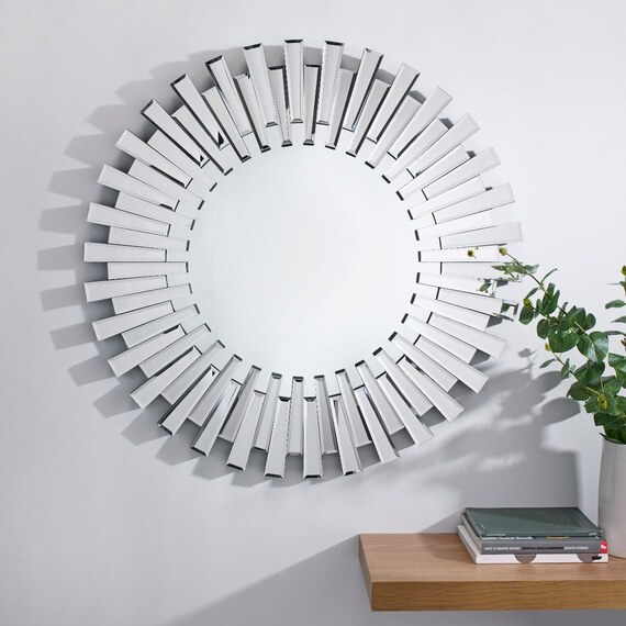 Starburst Small Silver Round Modern Mirror