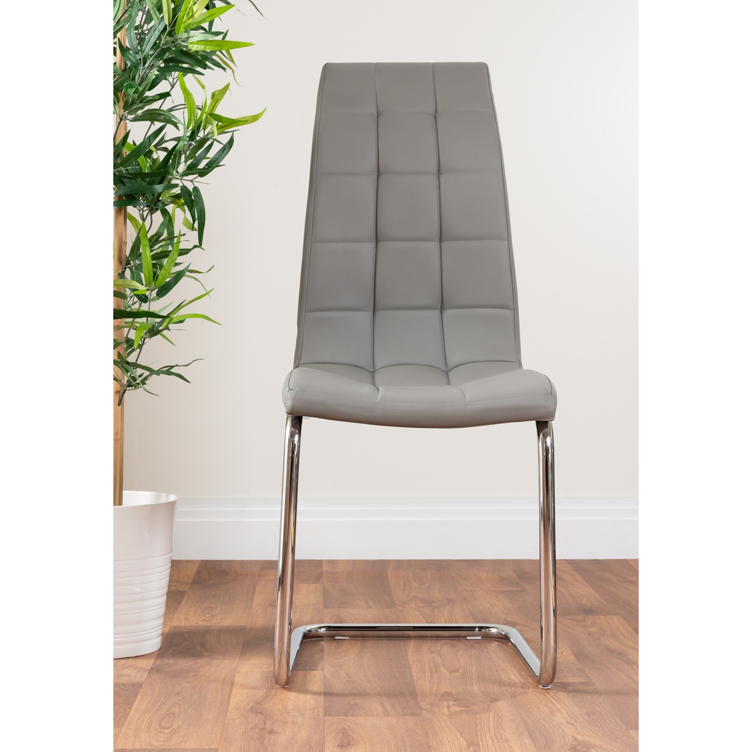 2 X Deep Foam Cushioned Murano Upholstered Modern Kitchen Dining Chairs - Grey