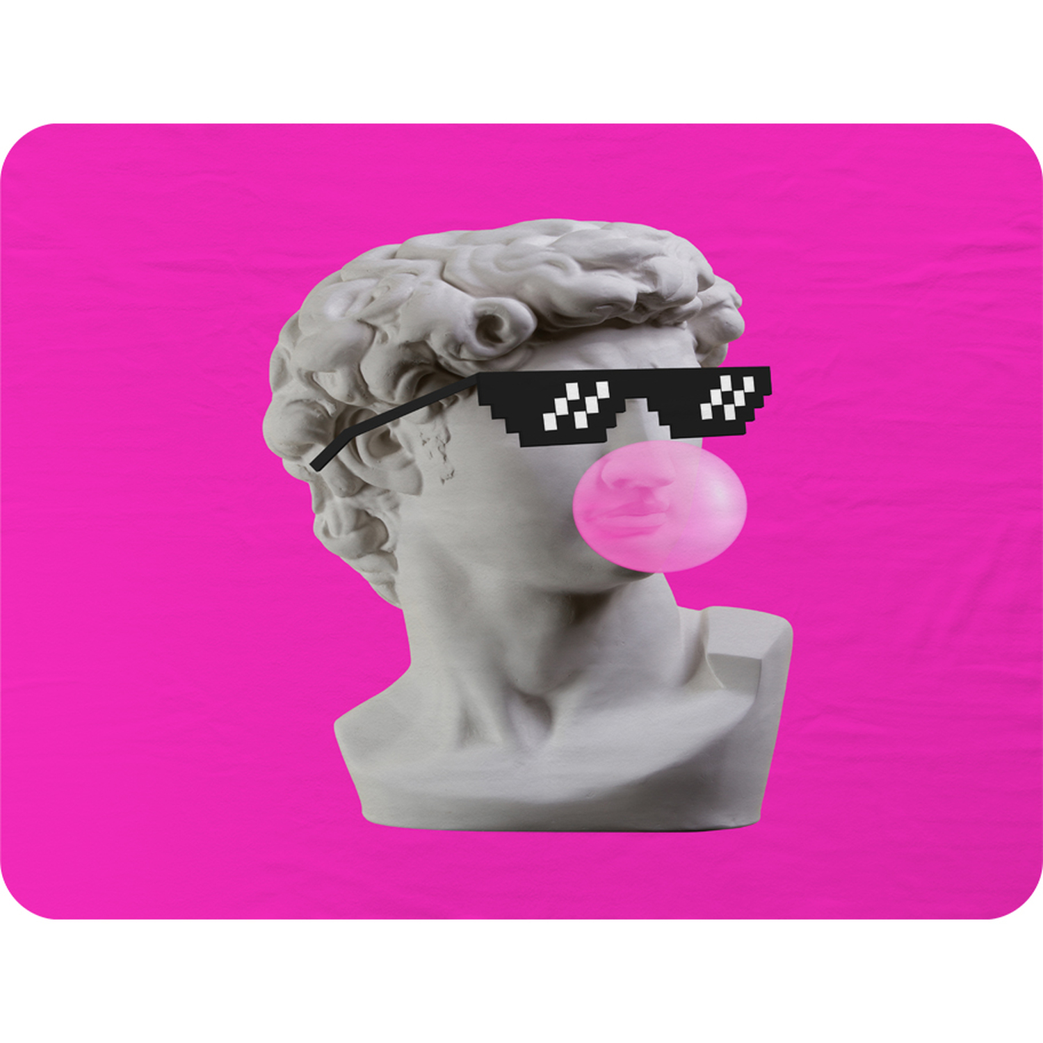 Plaster Statue David S Head In Pixel Glasses Blanket - Pink