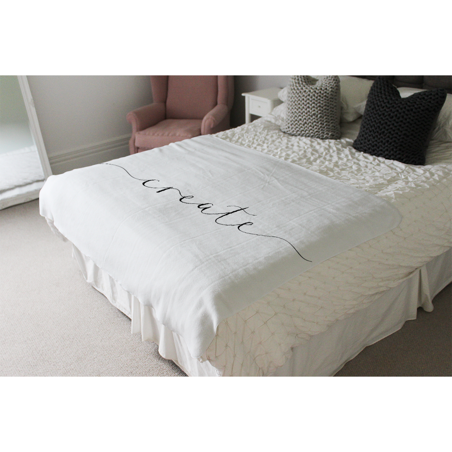 Text Create Blanket - White