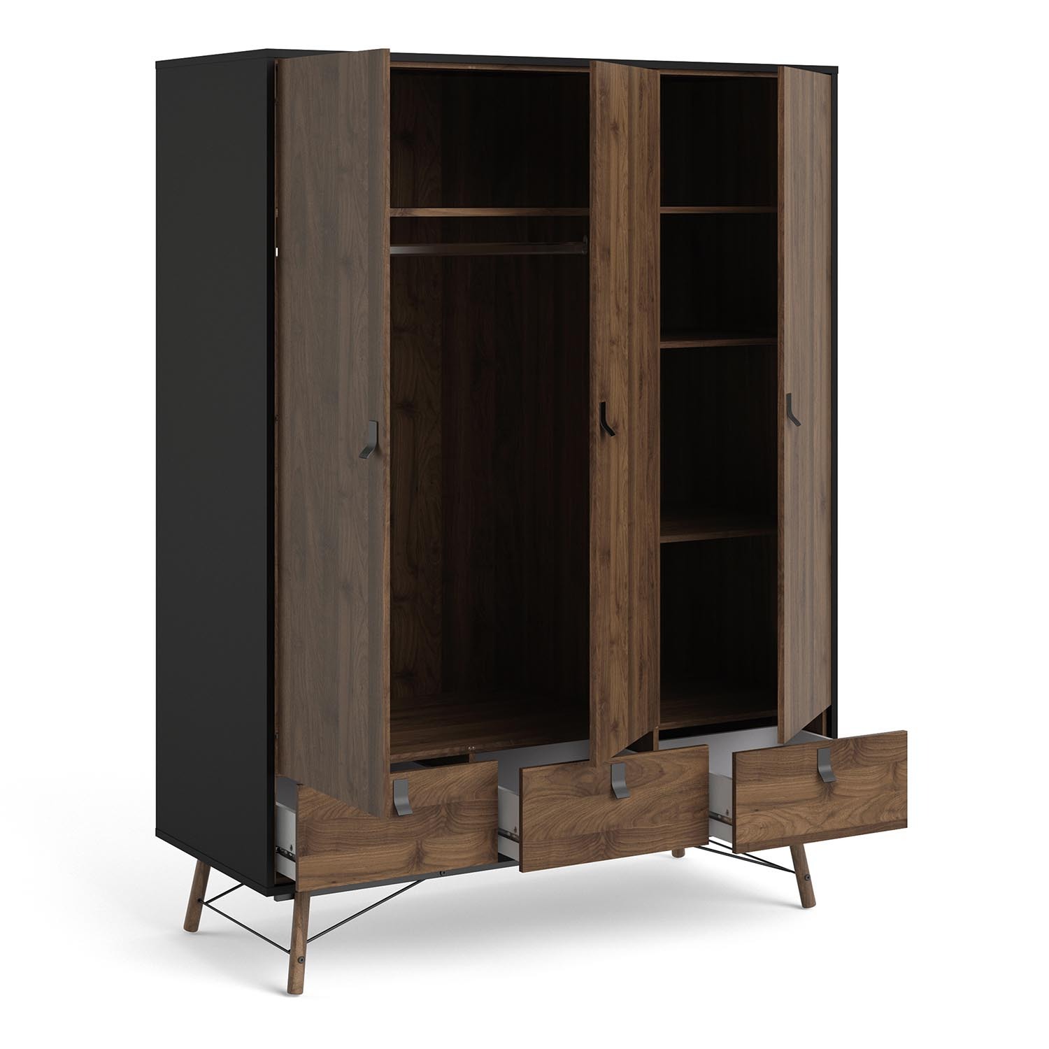 Ry 3-door 3-drawer Wardrobe - Oak
