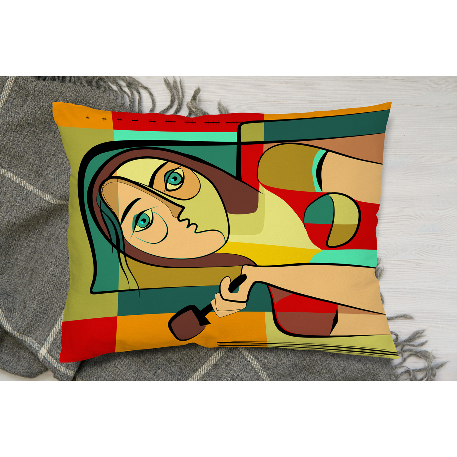 Woman With Chocolate In Hand Cushion - Green