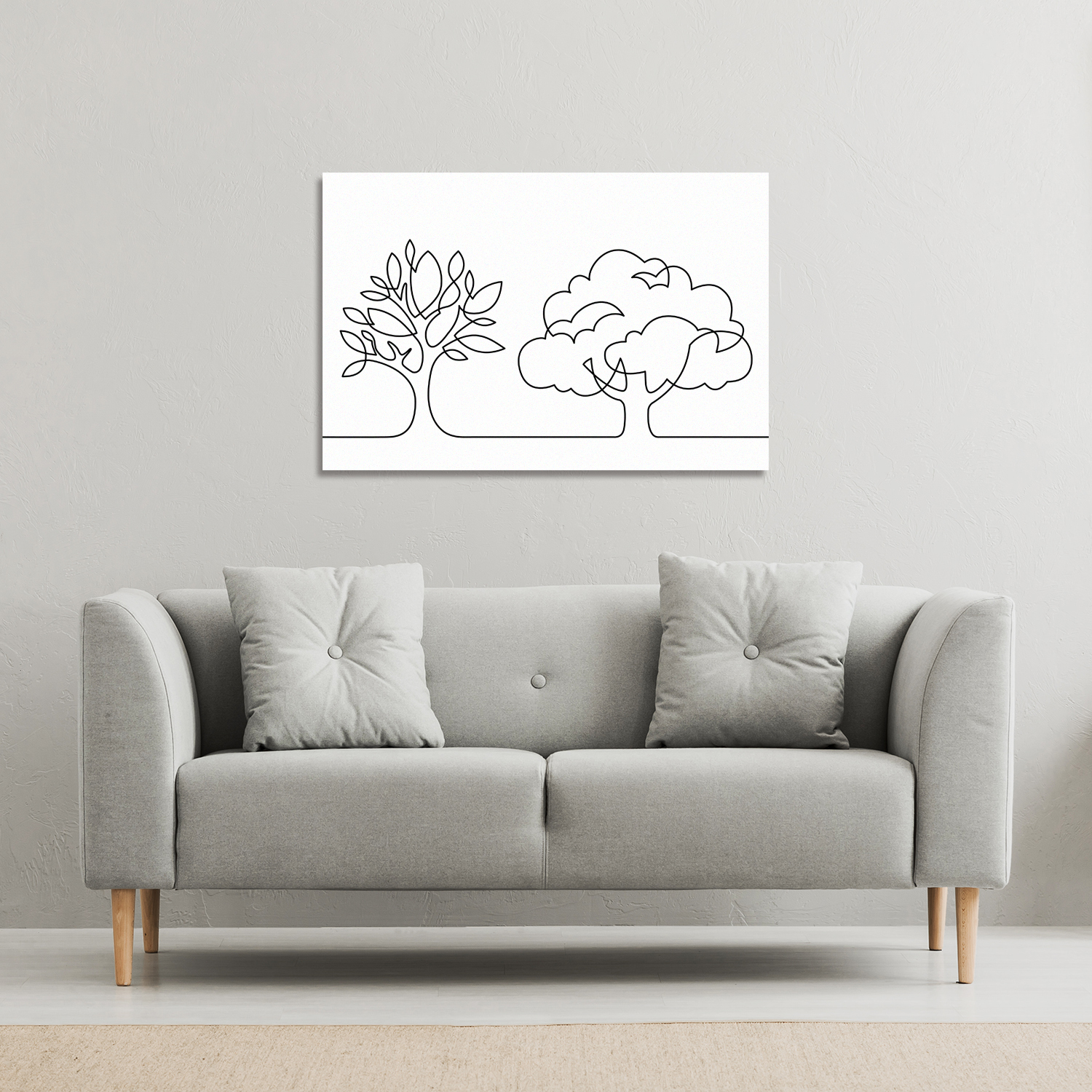 line drawing of trees Canvas Print - White / 101cm / 77cm