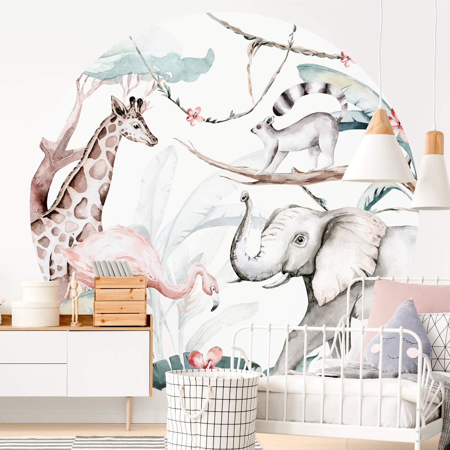Jungle Animal Friends Wall Mural - Yellow