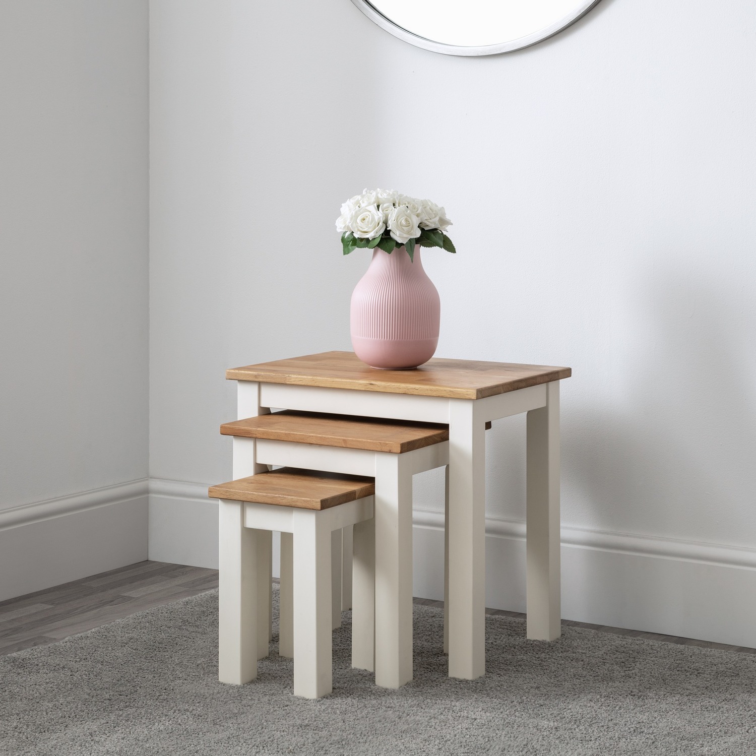 Julian Bowen Coxmoor Nest Of 3 Tables - Ivory And Oak - Image 3