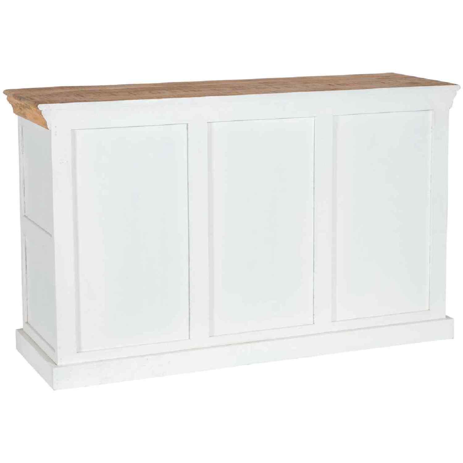 Solid Mango Wood Large Sideboard 3 Doors 3 Drawers White - White