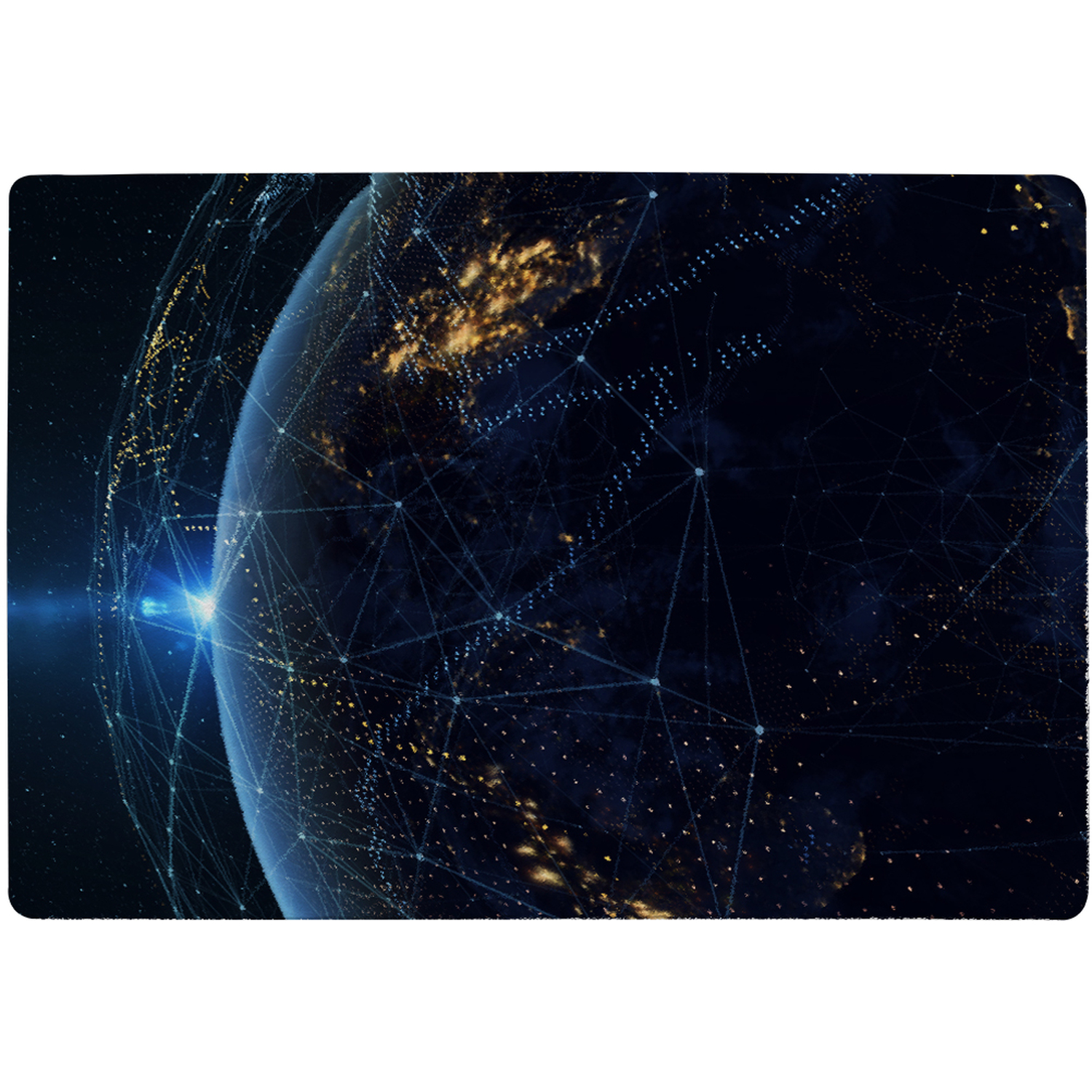 Connection Lines Around Earth Globe Rug - Blue / 150cm