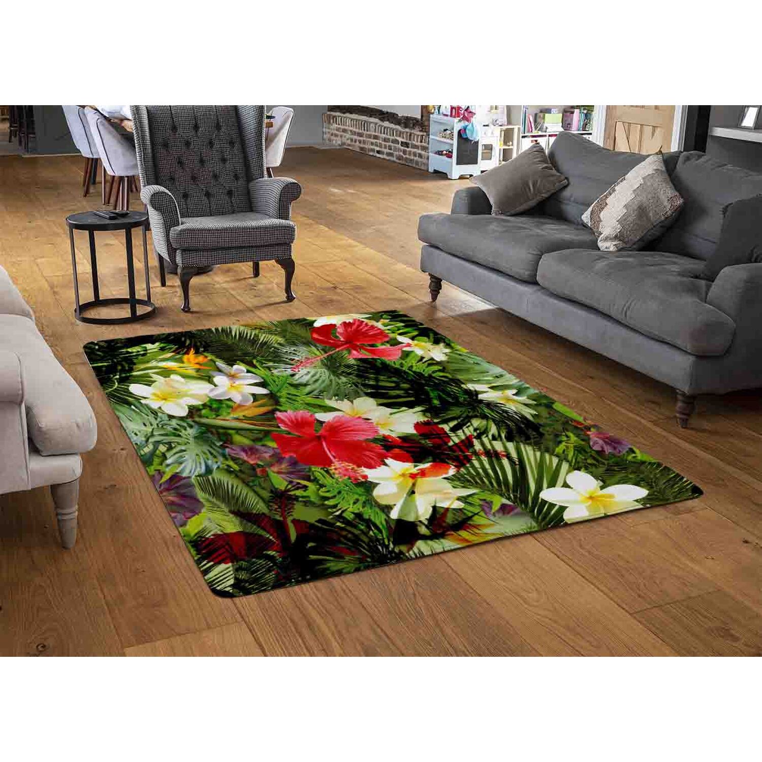 Tropical Foliage Rug - Green / 150cm thumbnail