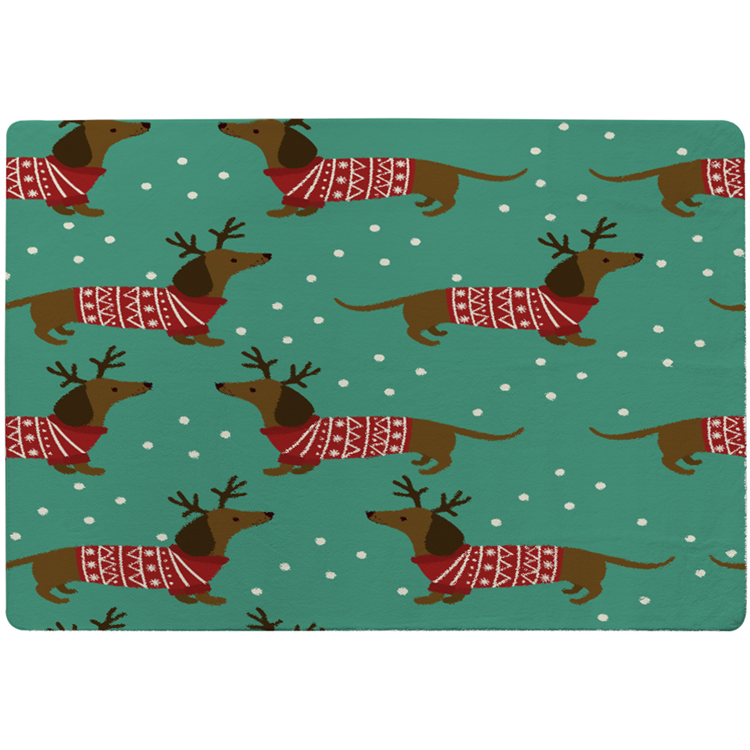 Dutchshunds In Christmas Style Rug - green / 150cm