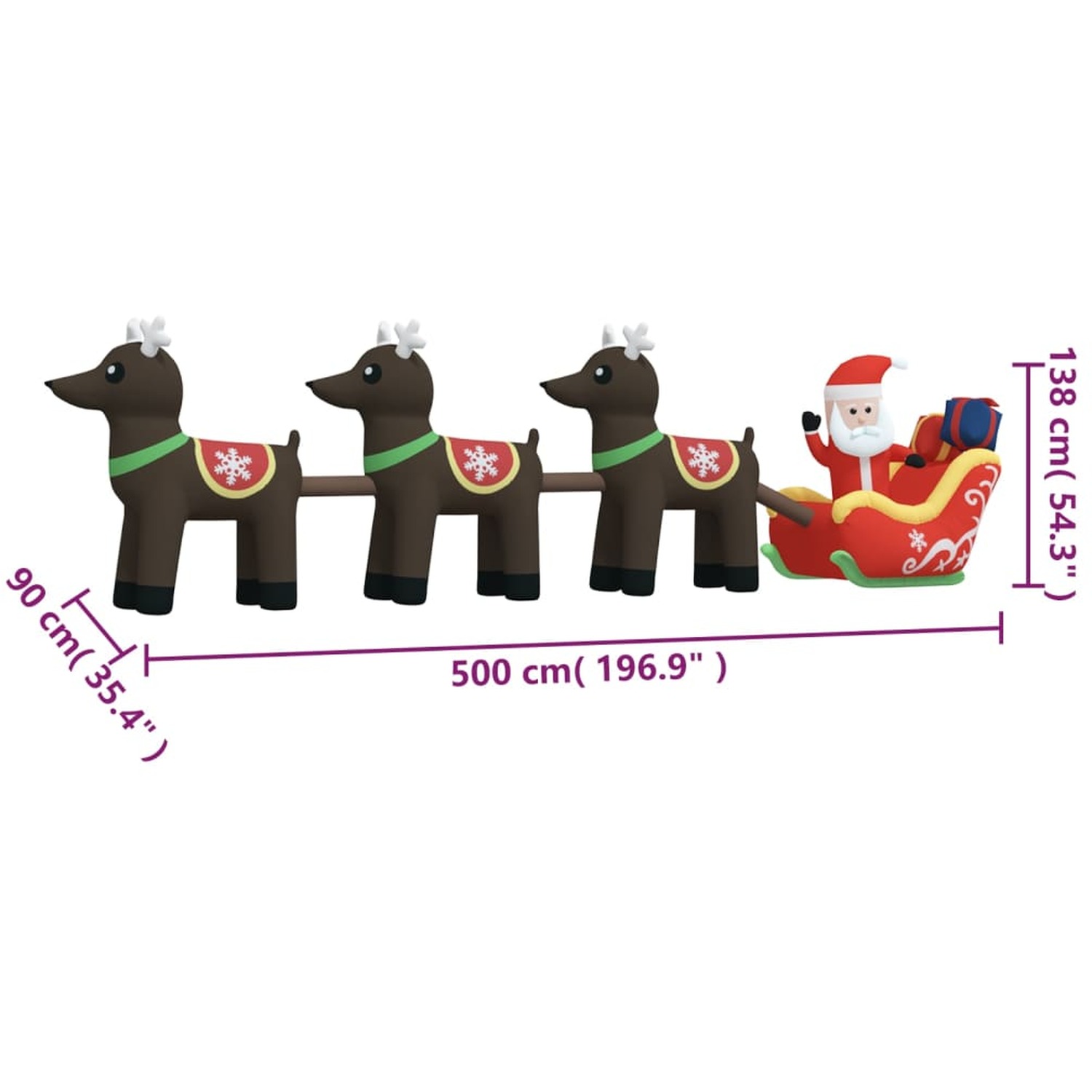 Image of Christmas Inflatable Santa and Reindeer LED 500cm - Multi-Colour