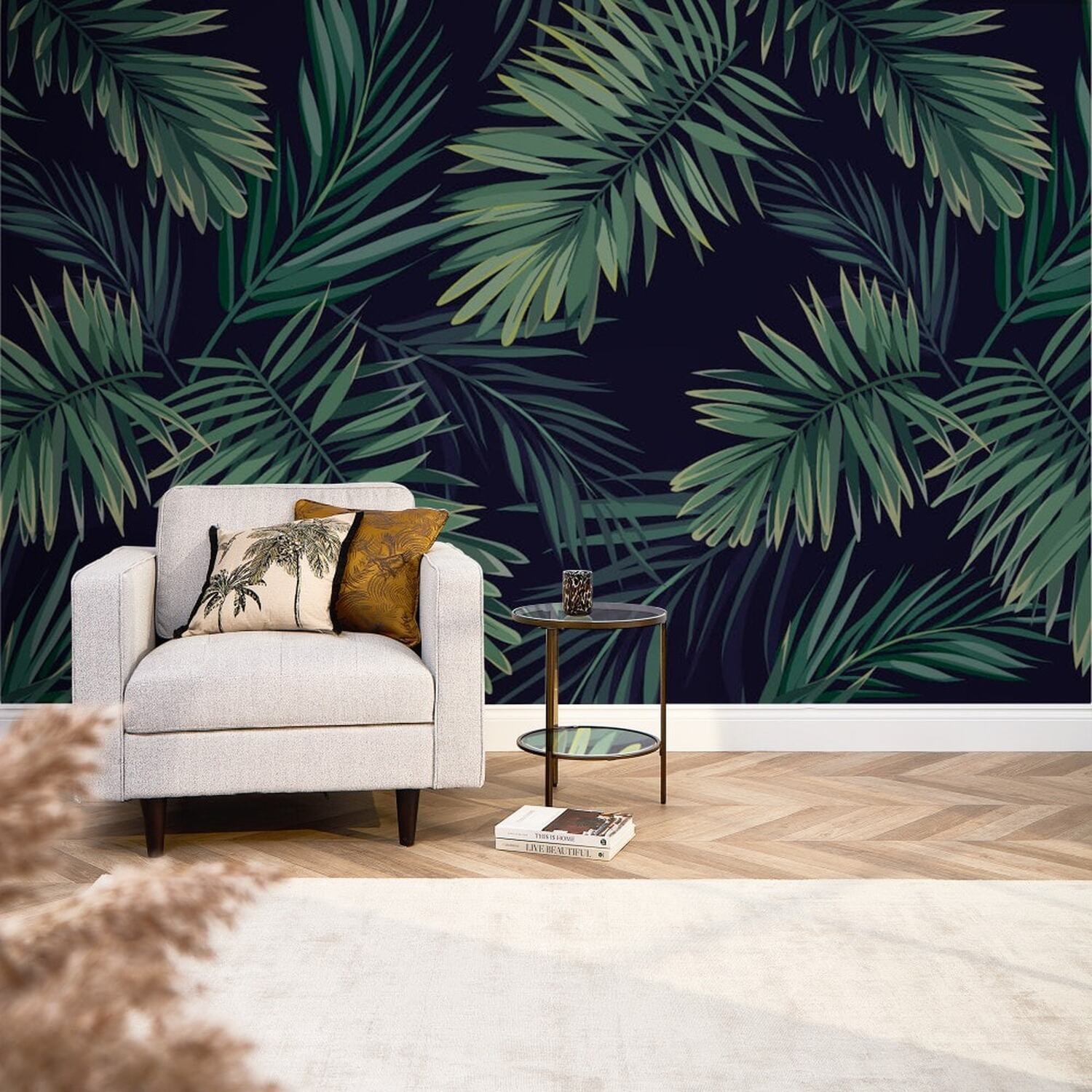 I Love Wallpaper Midnight Tropics Green Mural - Green