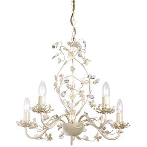 Lullaby 5 Light Ceiling Pendant Flower Design Cream Brushed Gold, Pearl Effect