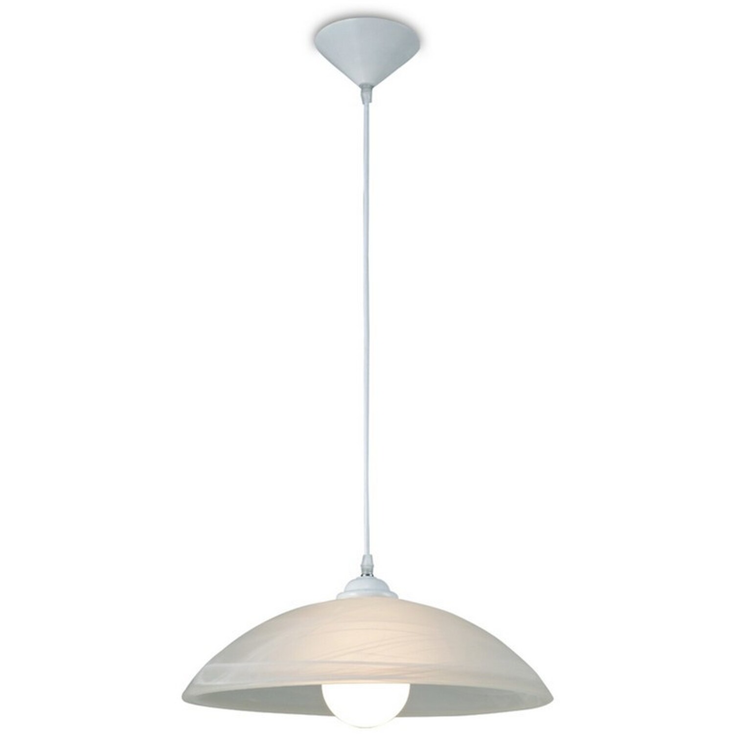 Inspired Chester E27 Ceiling Dome Pendant, Frosted Alabaster Glass, White Suspension Kit - White