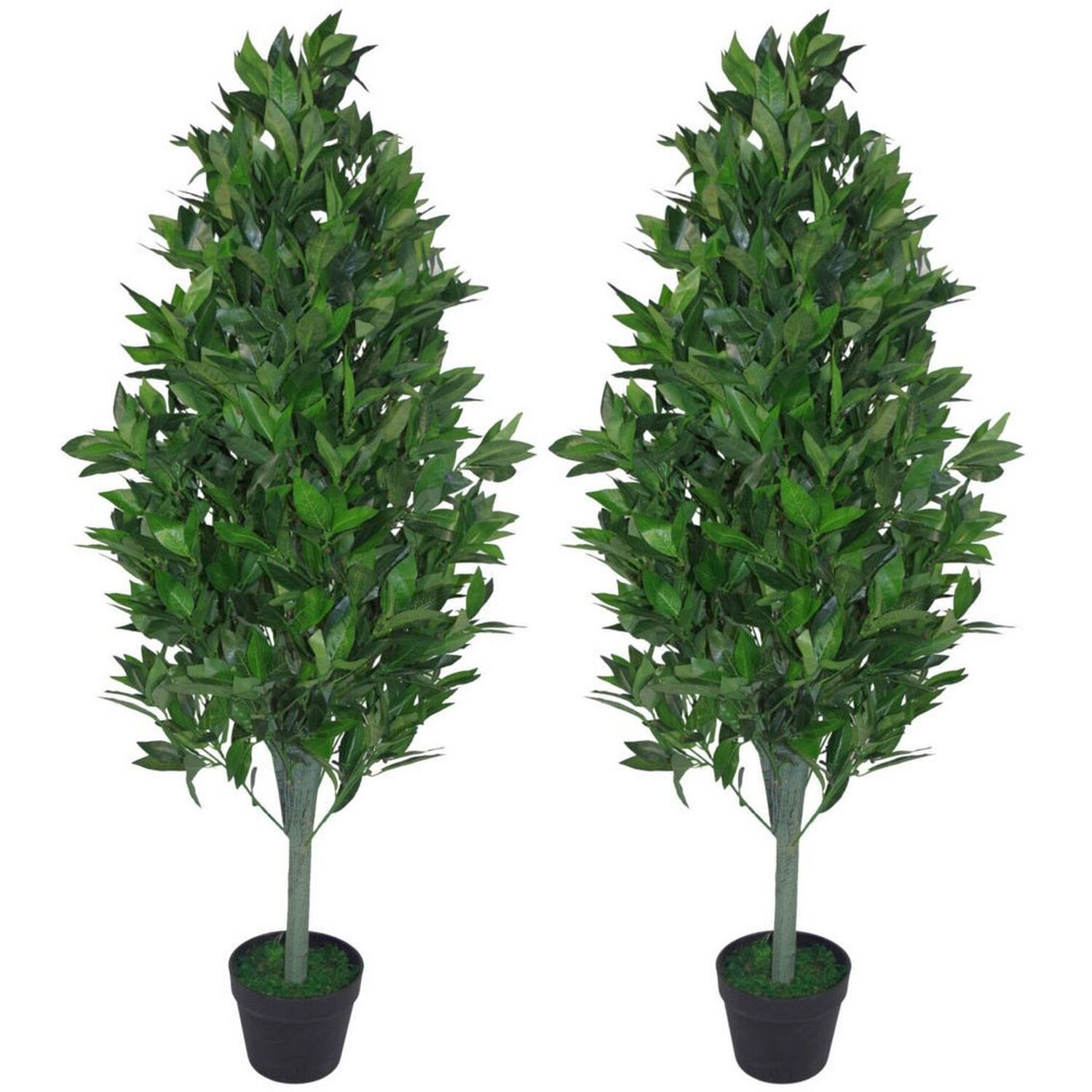 Leaf Realistic Artificial Bay Cone Pair Laurel Topiary - Green Cone