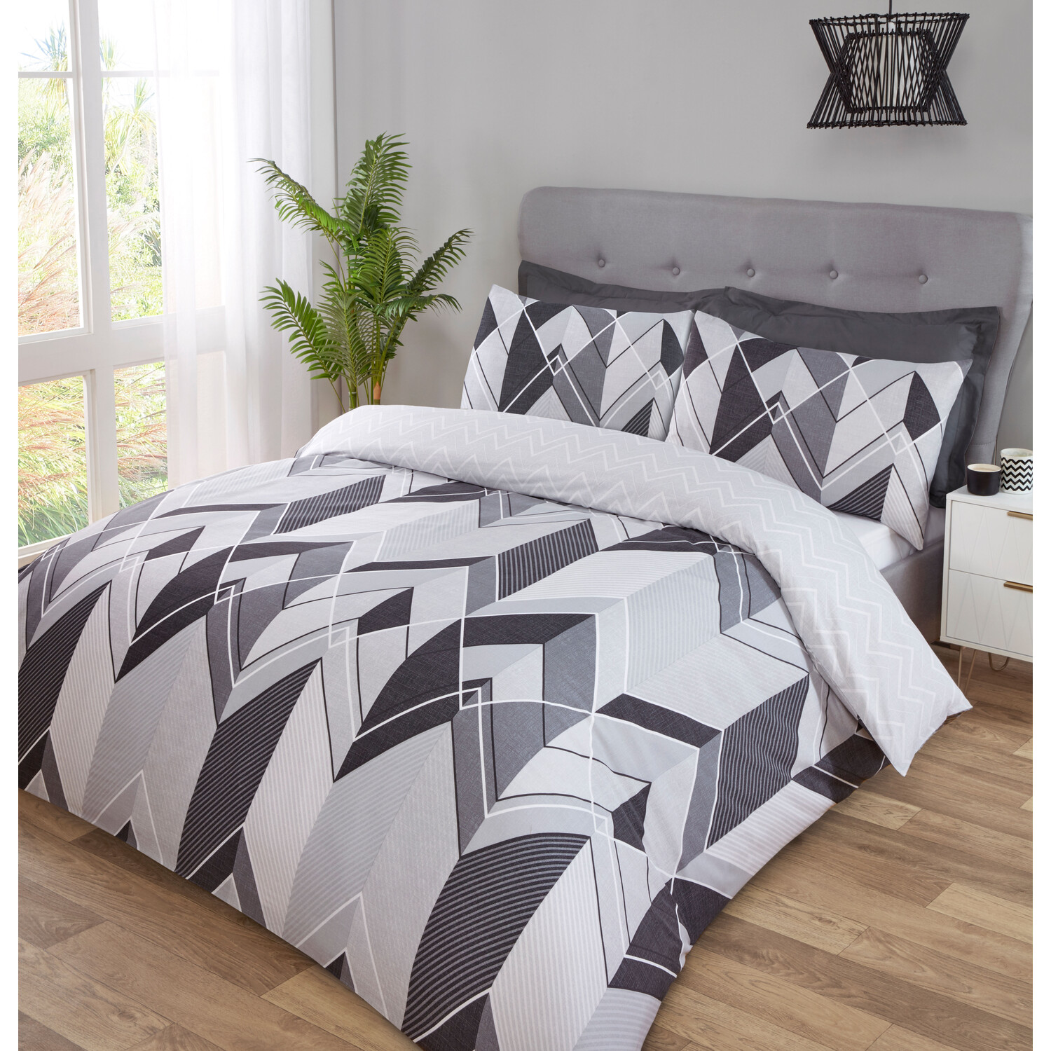 Chevron Duvet Set - Monochrome Double
