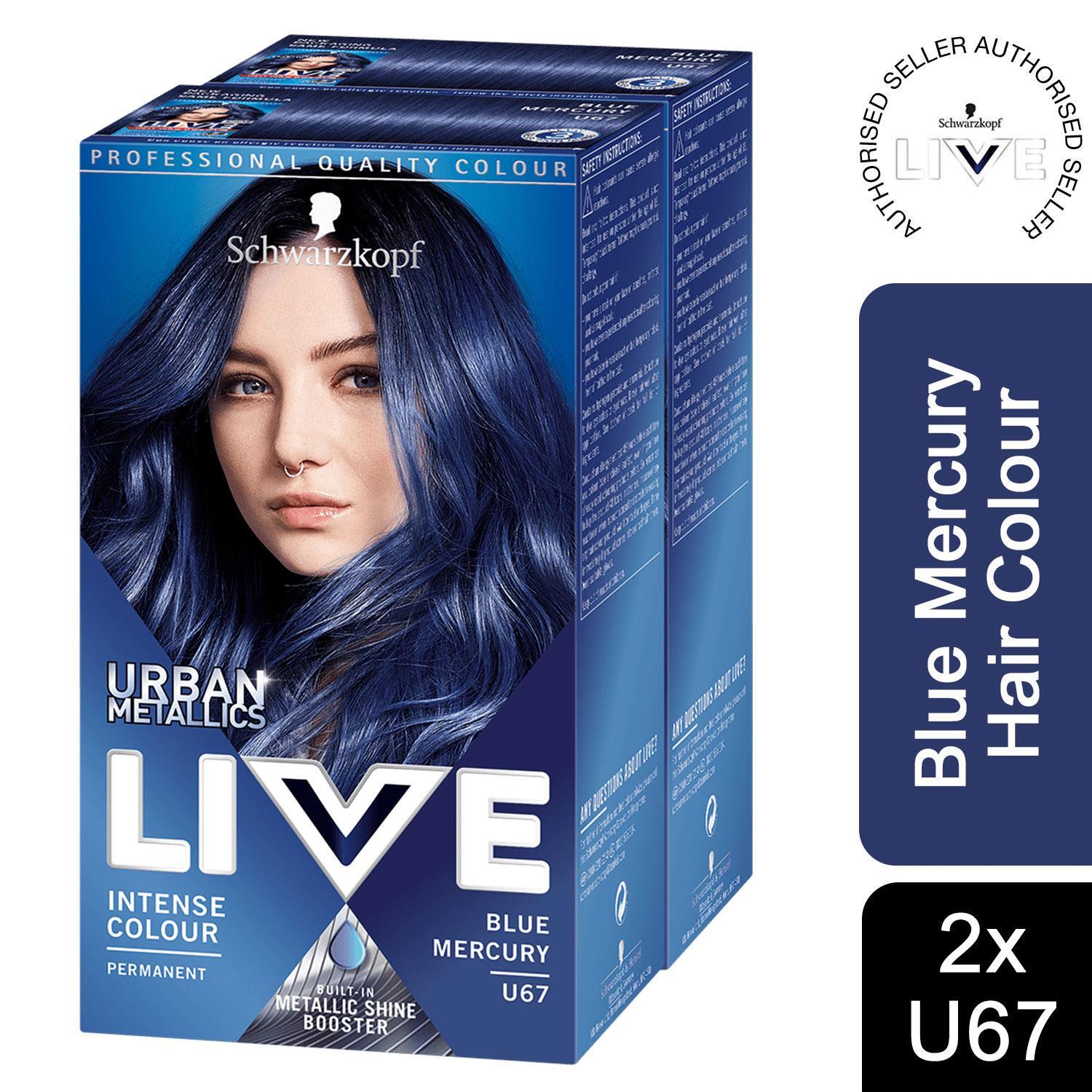 Schwarzkopf Live Intense U67 Blue Mercury Permanent Hair Dye - U67 Blue Mercury