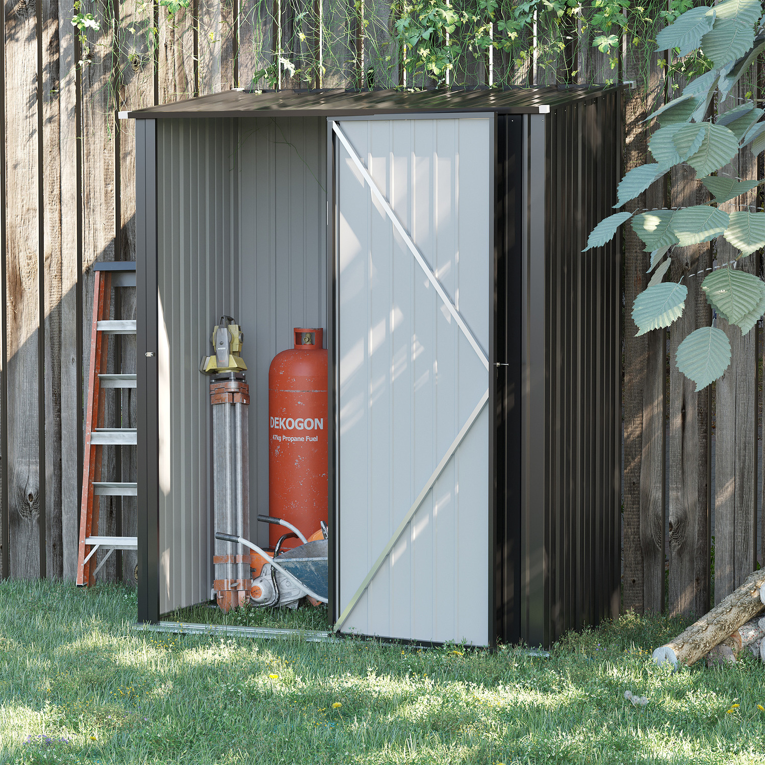Outsunny Unisex Black Outdoor Storage Shed W/ Lockable Door For Garden In - Image 4