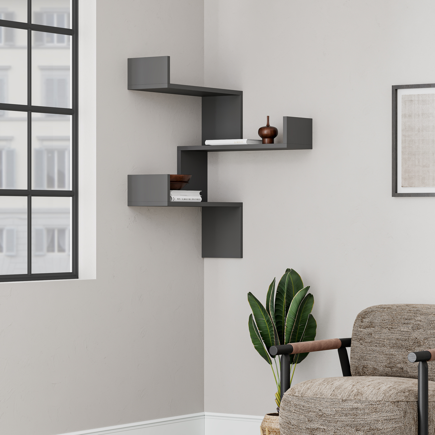 Decortie Luksa Corner Bookcase - Anthracite