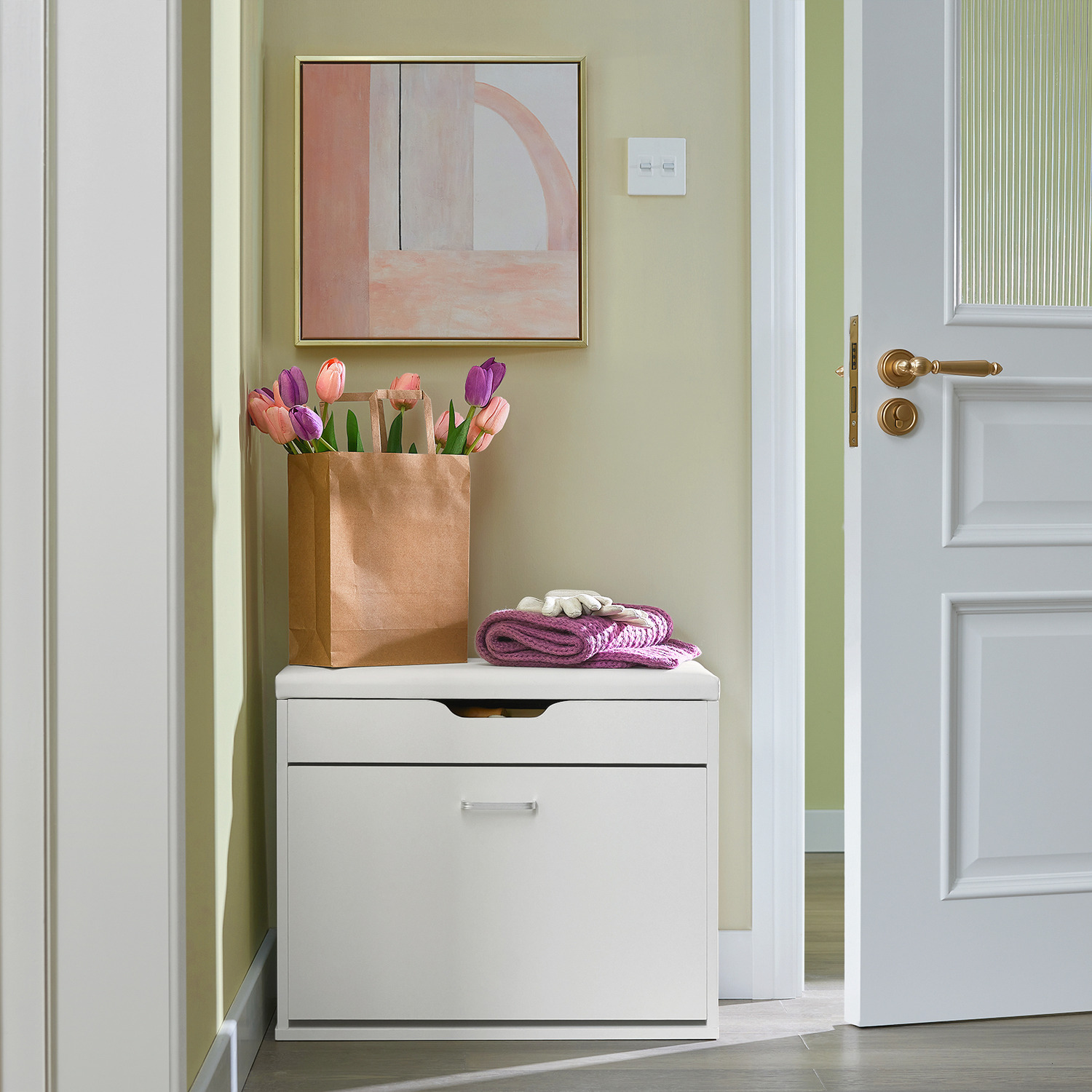 Sobuy Shoe Rack Shoe Bench - White