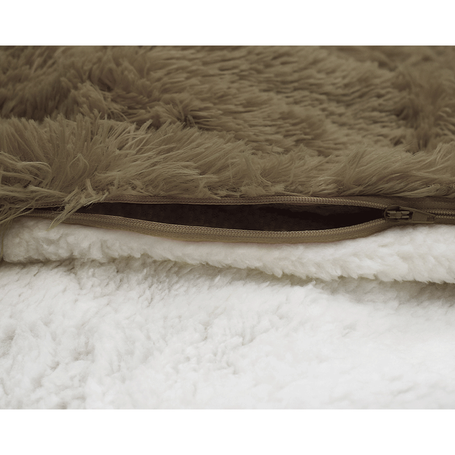 Alaska Taupe Thermal Plush Fluffy Faux Fur Duvet Set - Taupe Double