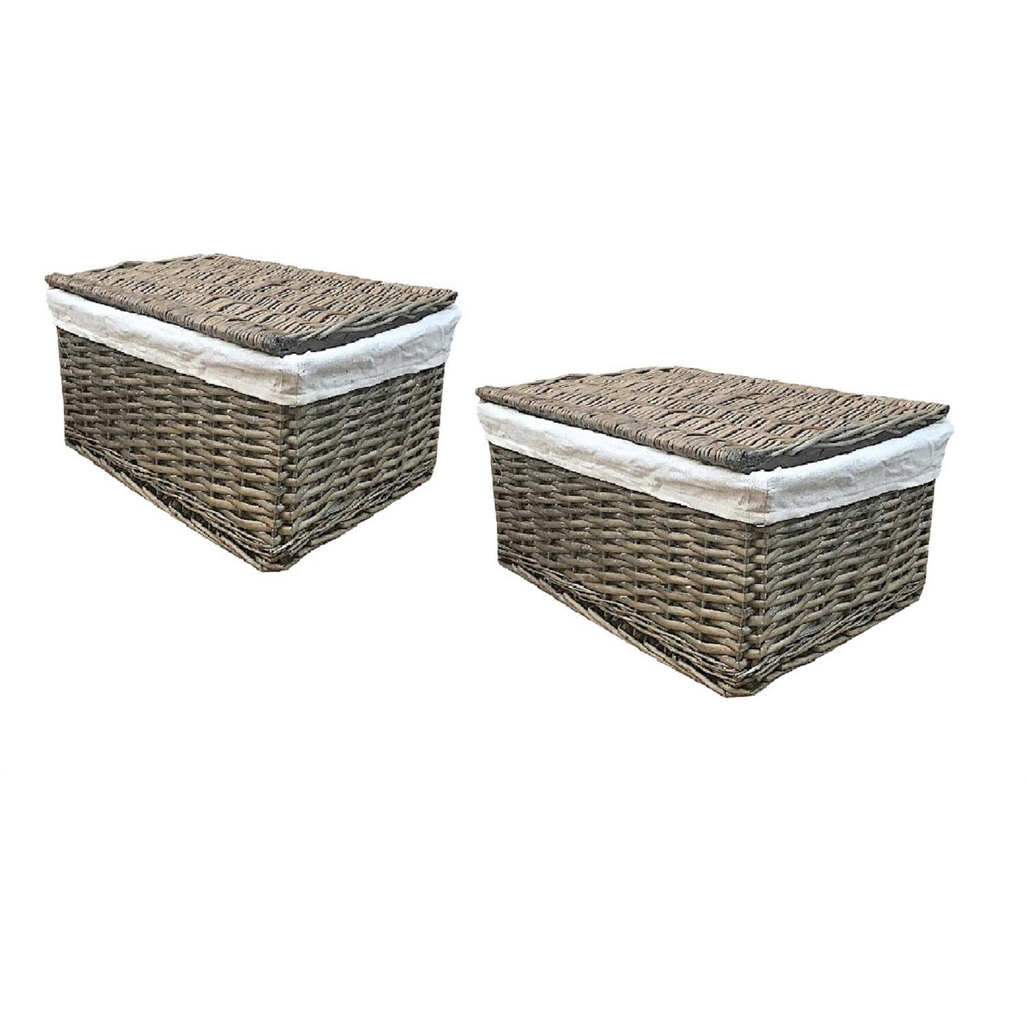 Image of Set Of 2 Lidded Wicker Storage&hellip;