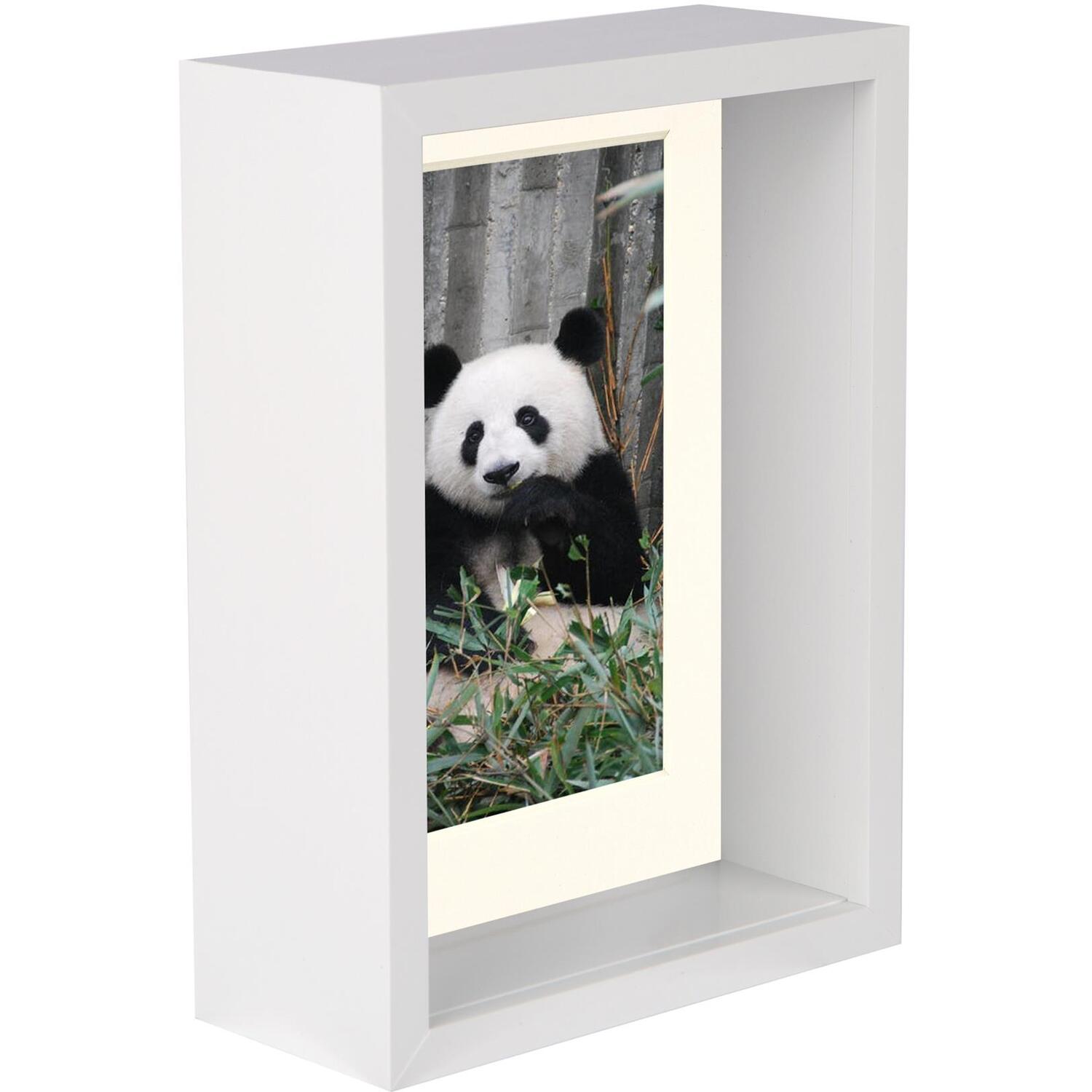 5" x 7" 3D Deep Box Photo Frame - 4" x 6" Mount - White/Ivory / 18cm