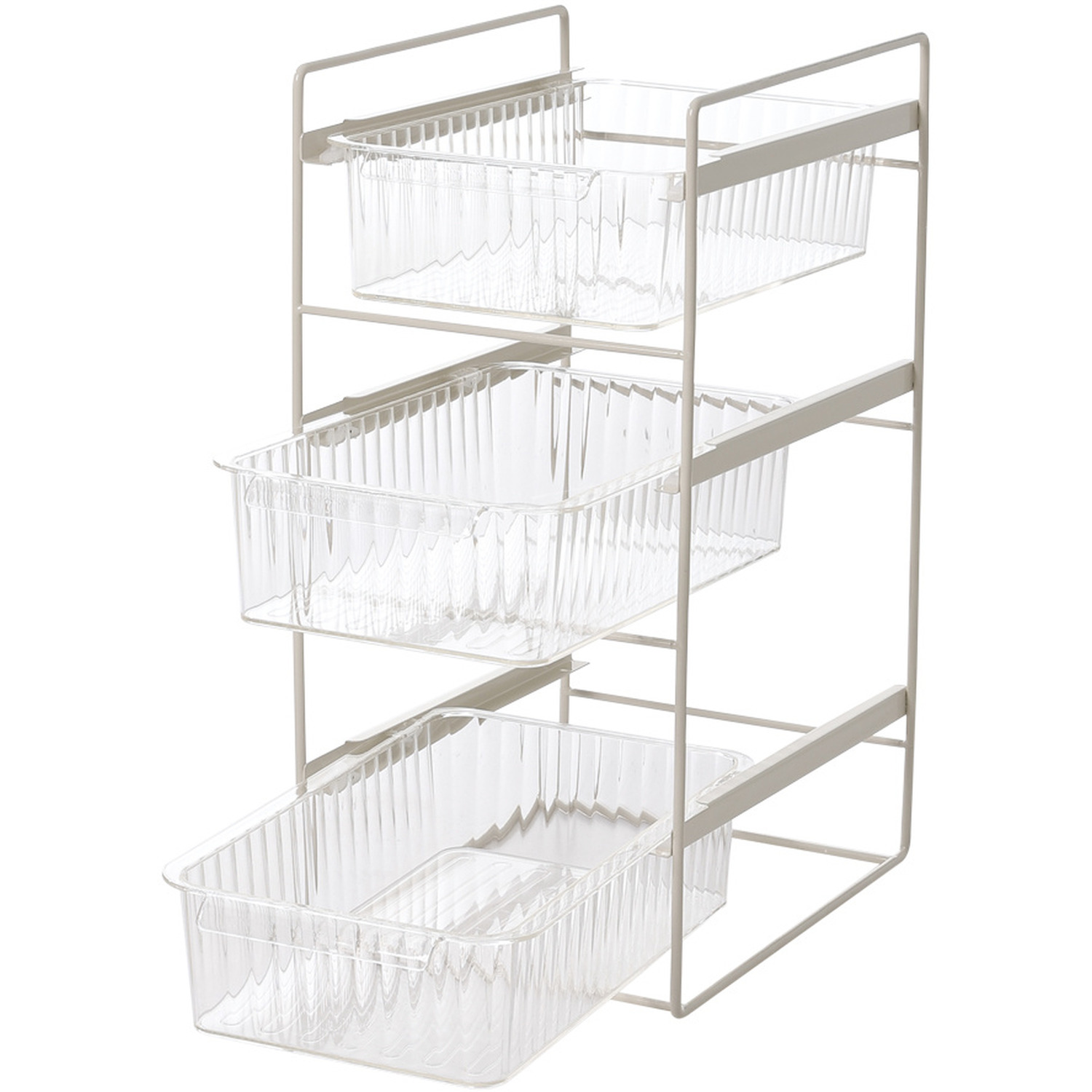 Livingandhome 3-Tier Sliding Under Sink Cabinet Organizer - White