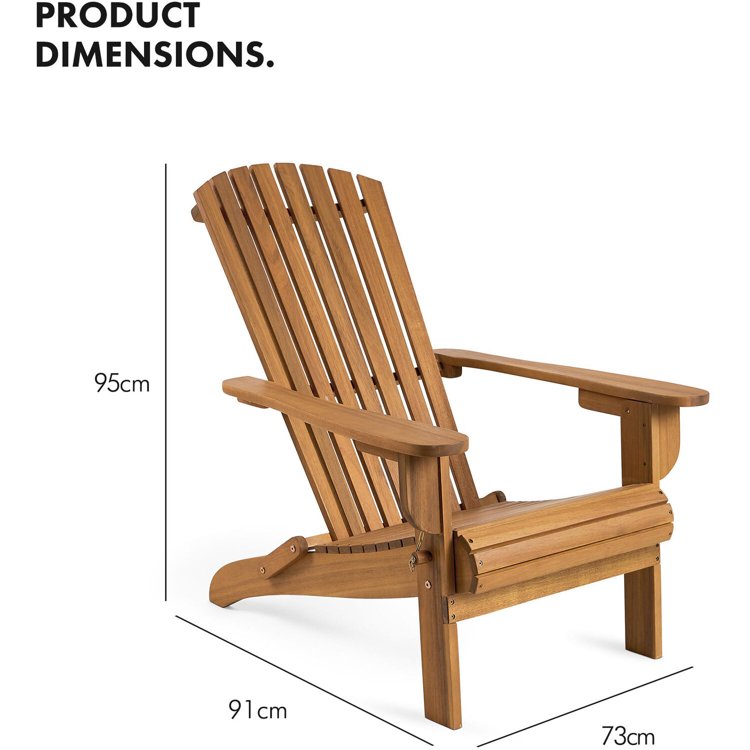 FDW Folding Wooden Adirondack Chair - Natural - Indoor/Outdoor Lounger-1004154