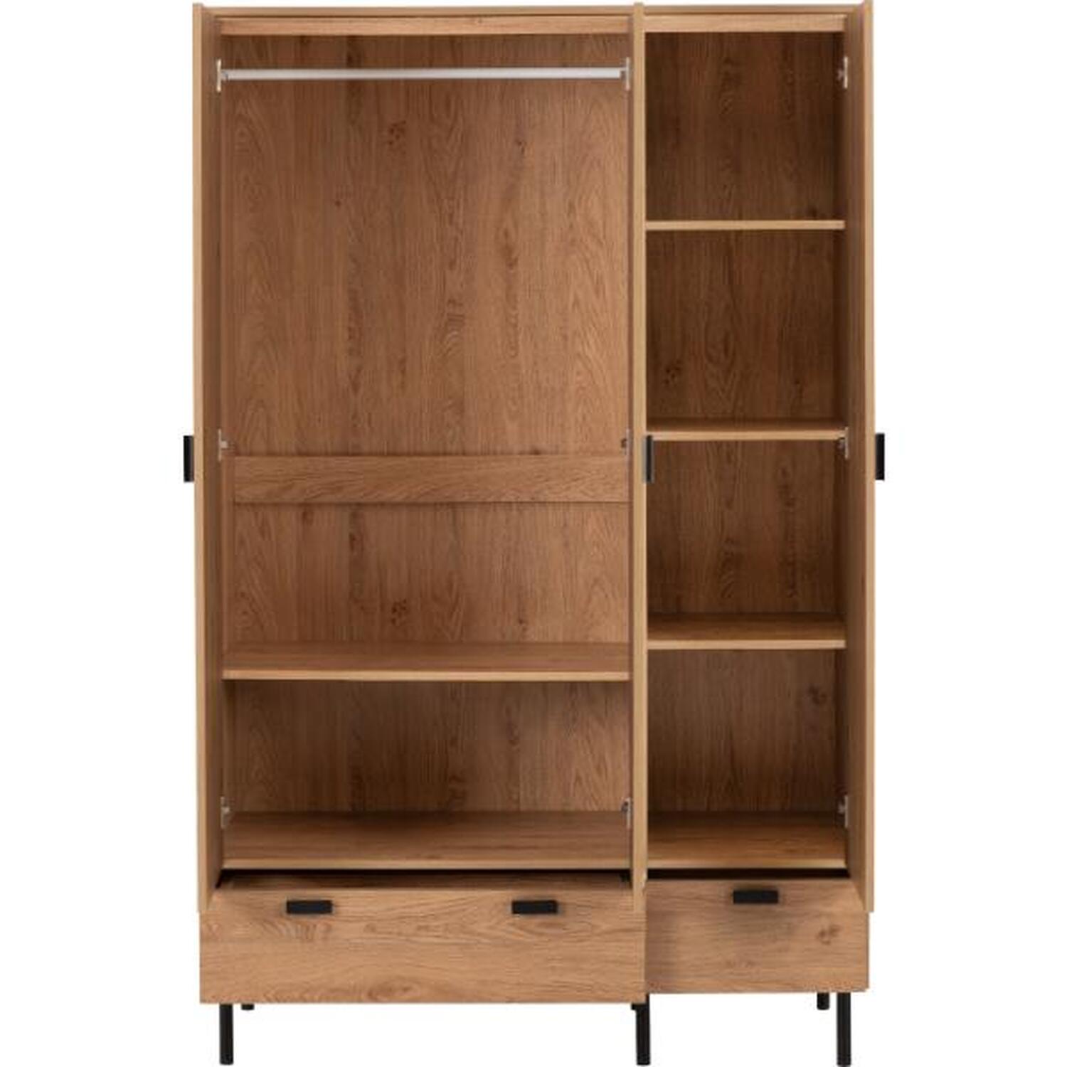Leon 3 Drawer 2 Drawer Wardrobe - Medium Oak