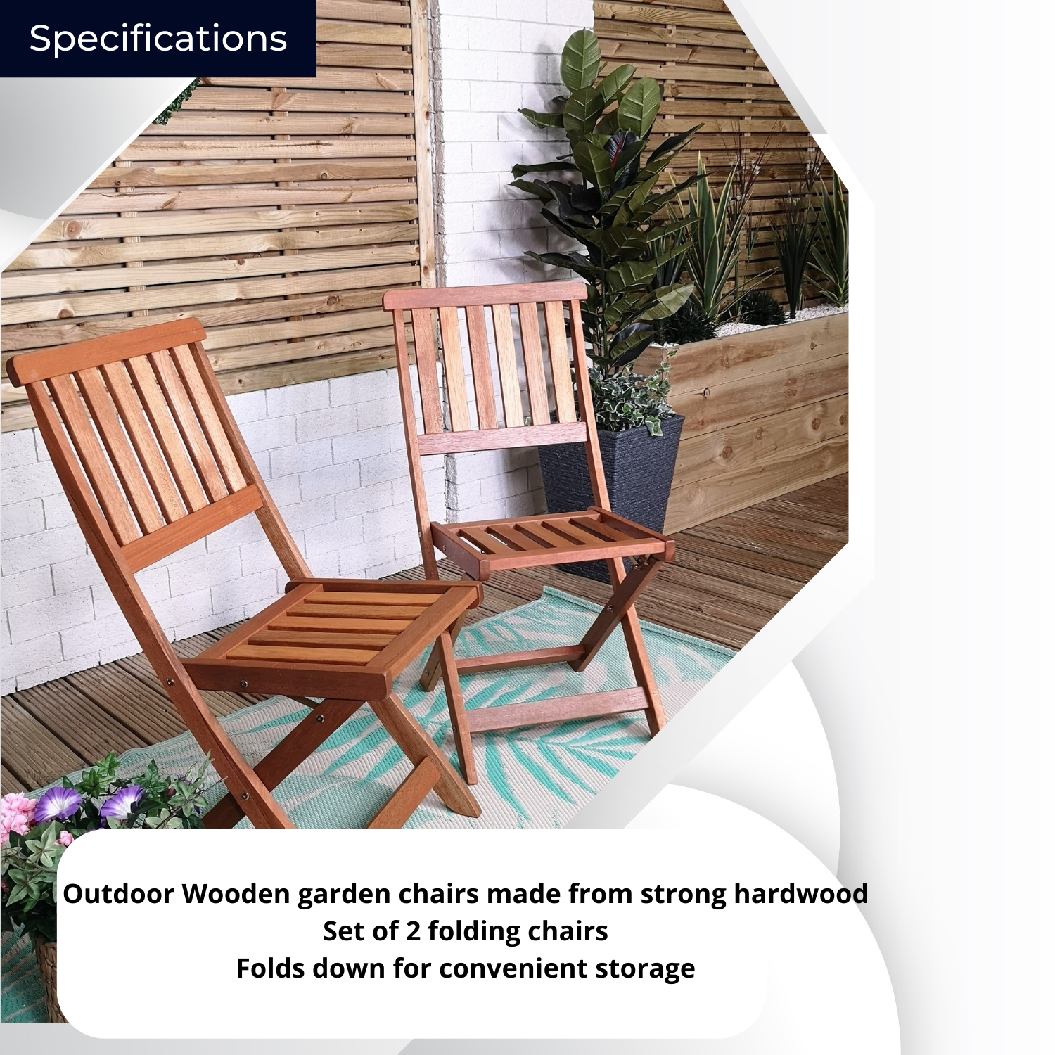 Set of 2 Bowness Outdoor Wooden Folding Chairs