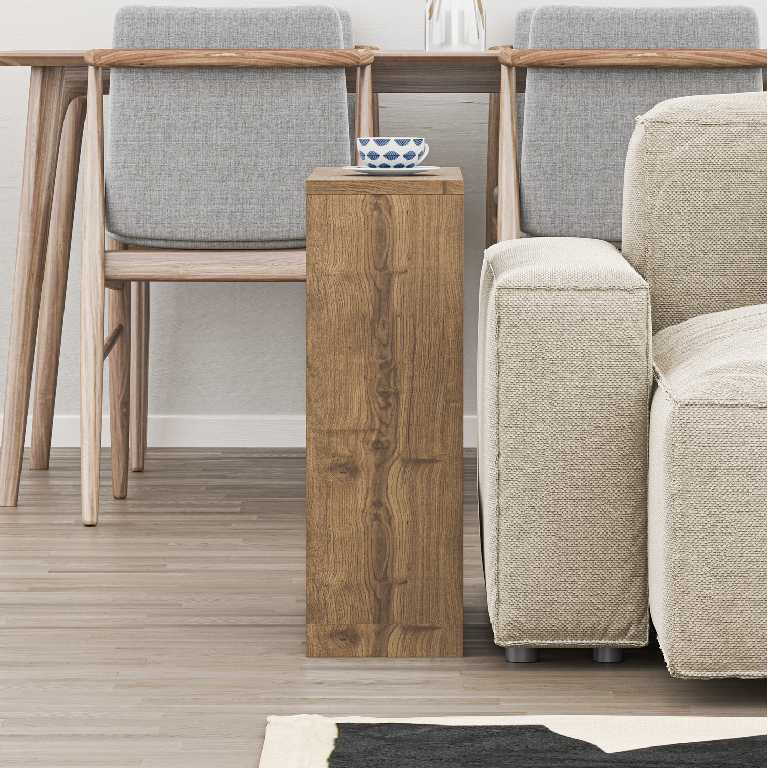 Simpi Slim Side End Table With Magazine Rack - Dark Oak Effect