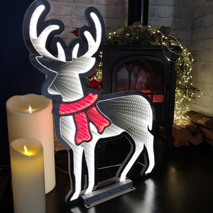 LED Standing Reindeer Infinity Christmas Decoration with Metal Base