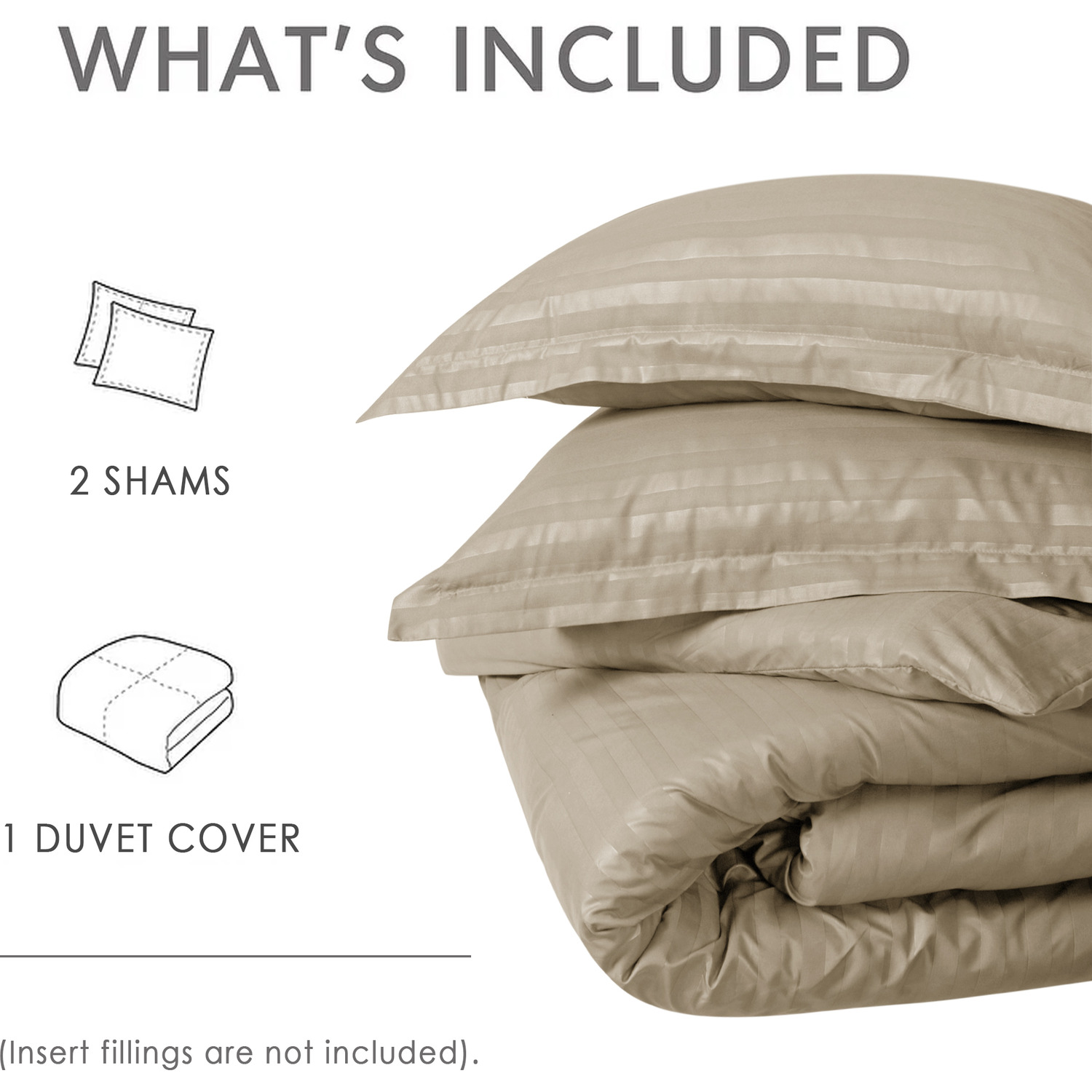 Satin Stripe Duvet Covers - Beige Superking