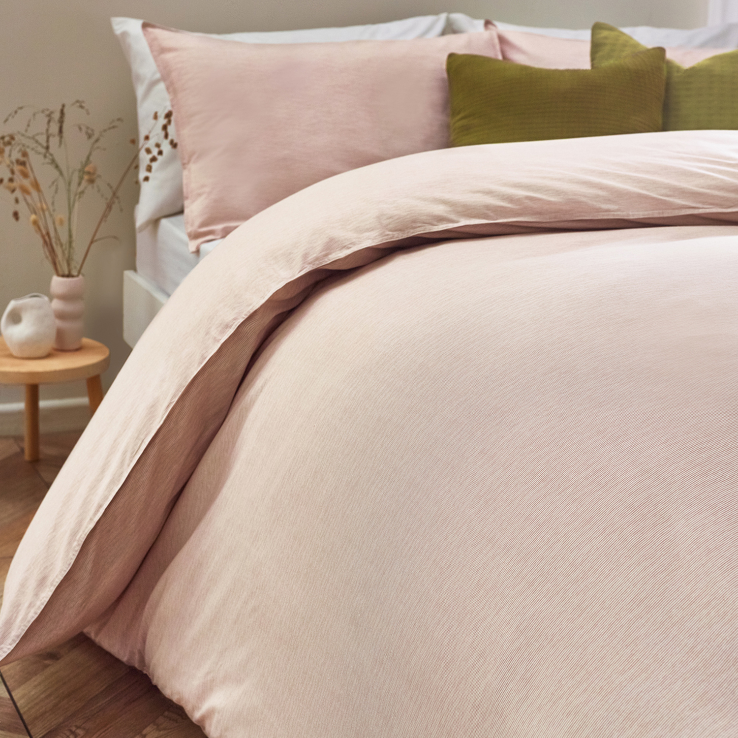 Heaton Stipe Cotton Duvet Cover Set - Baked Earth Double